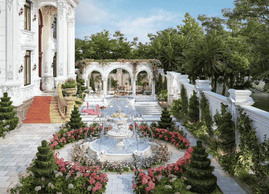 Bí mật làm đẹp không gian biệt thự với đài phun nước sang trọng