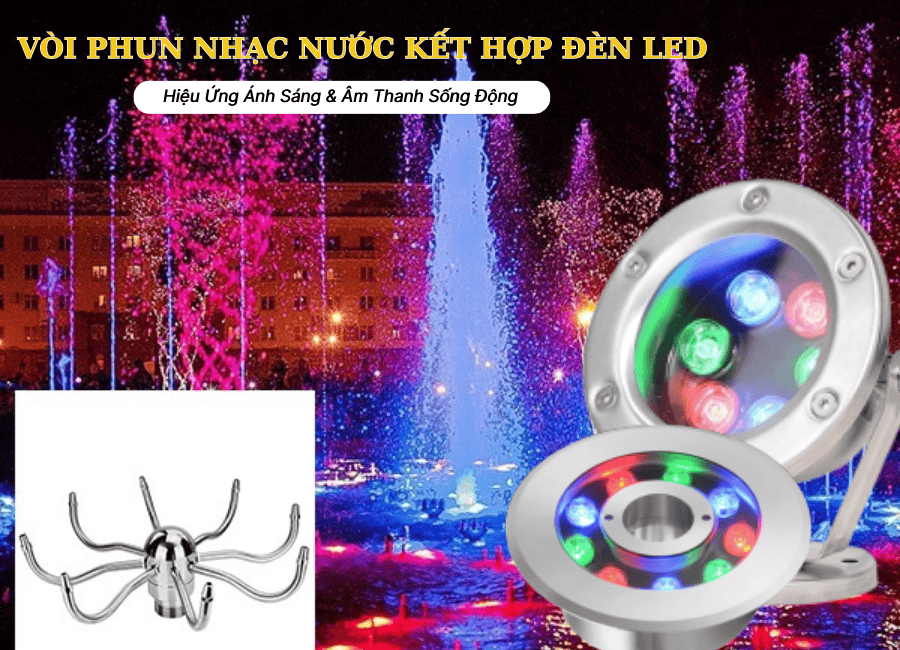 Vòi Phun Nhạc Nước Kết Hợp Đèn LED